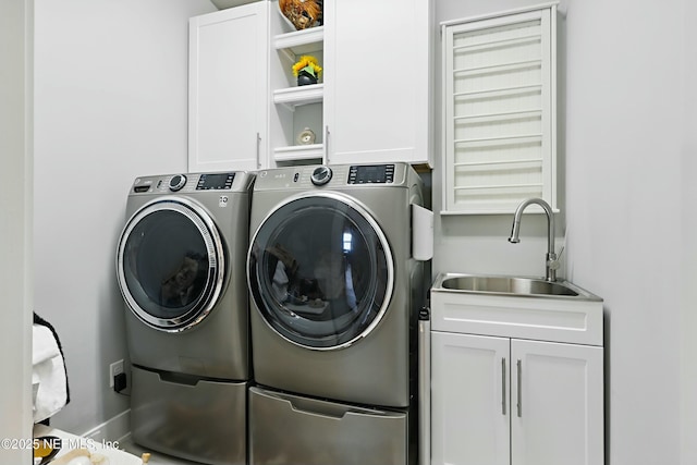 294 Mahi Dr, Ponte Vedra, FL 32081 - laundry room with cabinet space, independent washer and dryer, and a sink