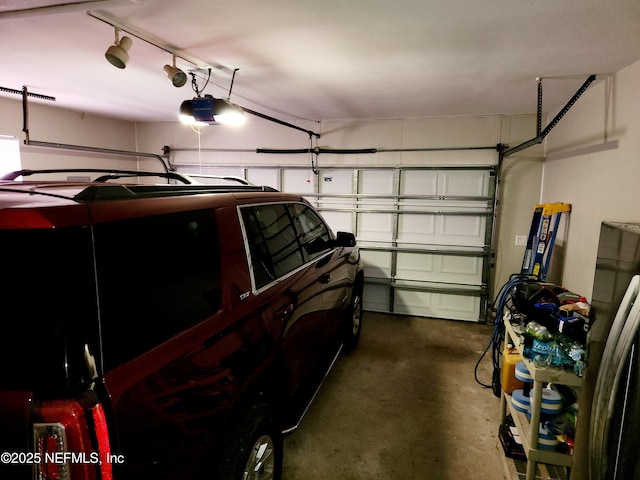 garage with a garage door opener