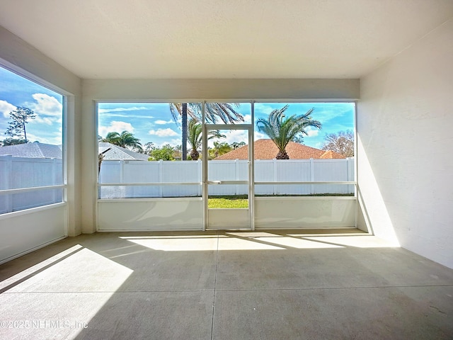 view of unfurnished sunroom