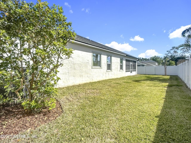 view of yard featuring a fenced backyard