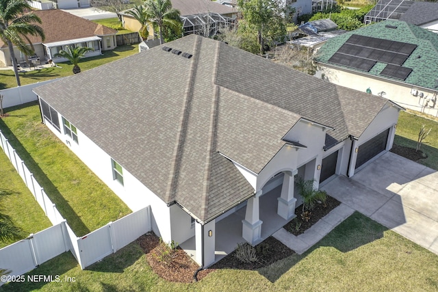 drone / aerial view with a residential view