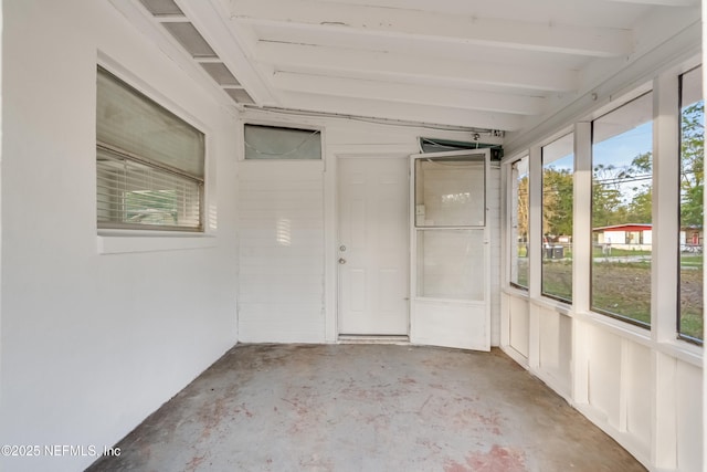 view of unfurnished sunroom