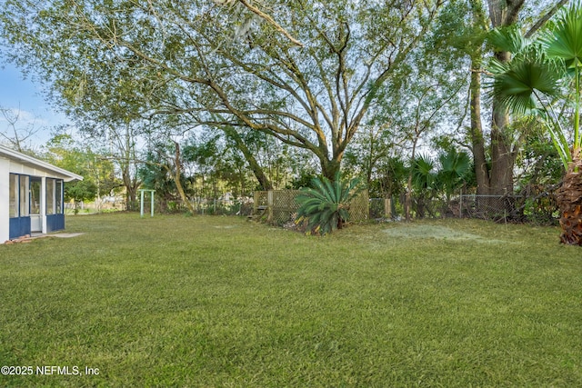 view of yard featuring a fenced backyard