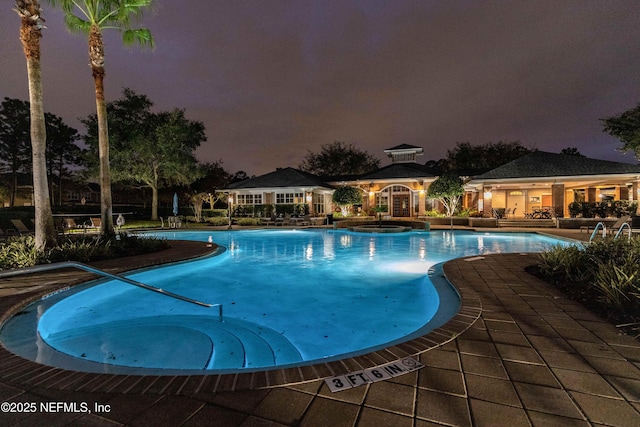 community pool with a patio