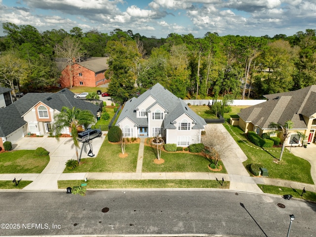 aerial view featuring a residential view