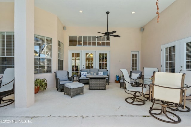 view of patio / terrace featuring outdoor lounge area and ceiling fan