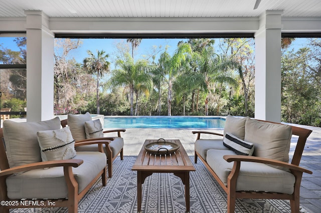 exterior space with a patio area and an outdoor hangout area