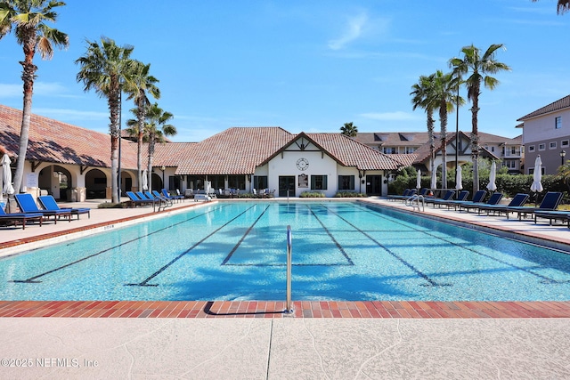 pool featuring a patio area