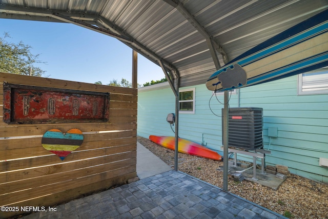 view of patio featuring central AC