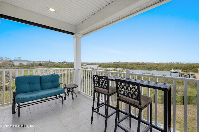 balcony with a water view