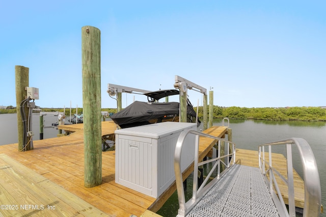 367 Five Island Dr, Saint Augustine, FL 32080 - dock area with a water view and boat lift