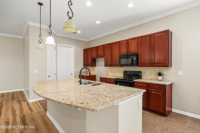 244 Palazzo Cir, Saint Augustine, FL 32092 - kitchen featuring black appliances, a sink, backsplash, pendant lighting, and recessed lighting