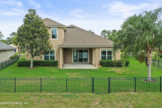 244 Palazzo Cir, Saint Augustine, FL 32092 - rear view of house with a shingled roof, stucco siding, and a patio area