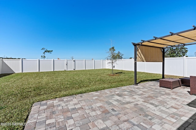 view of patio featuring a fenced backyard and a pergola