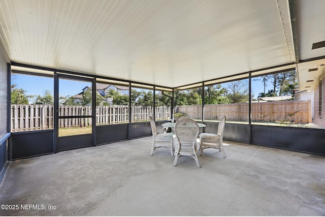 view of unfurnished sunroom