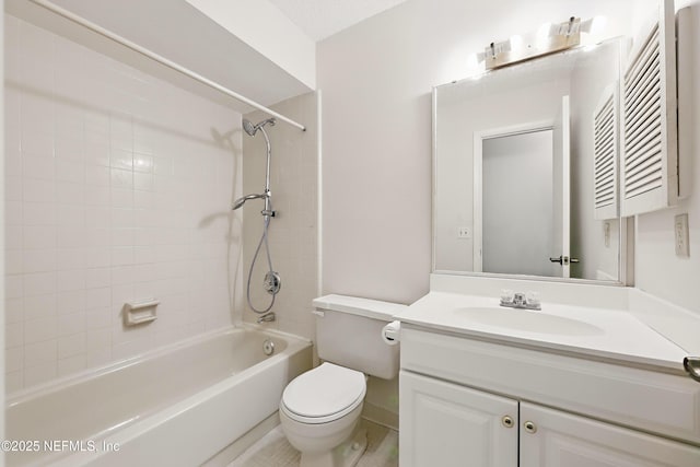 full bathroom with shower / washtub combination, toilet, and vanity