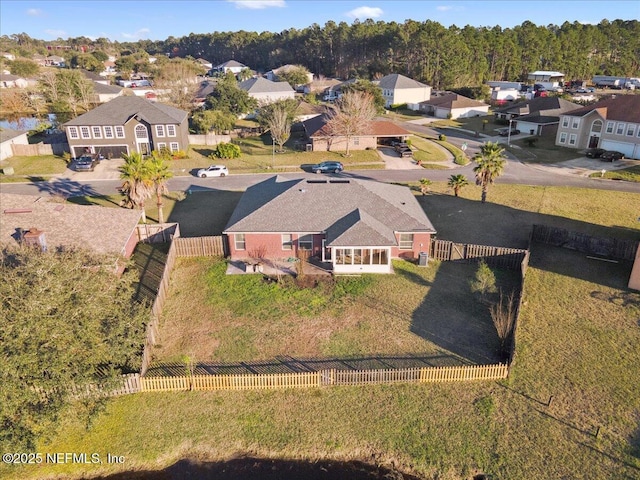 bird's eye view with a residential view