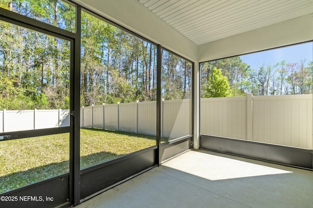 view of unfurnished sunroom