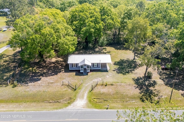 drone / aerial view with a forest view