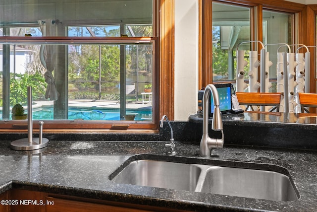 24620 Deer Trace Dr, Ponte Vedra Beach, FL 32082 - interior details featuring a sink and dark stone countertops