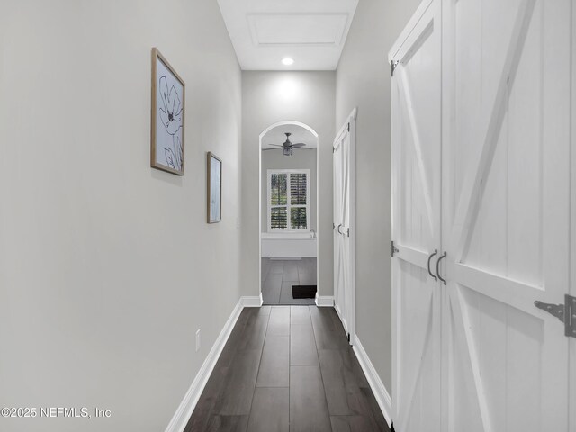297 S Hampton Club Way, Saint Augustine, FL 32092 - hall with baseboards and dark wood-style flooring