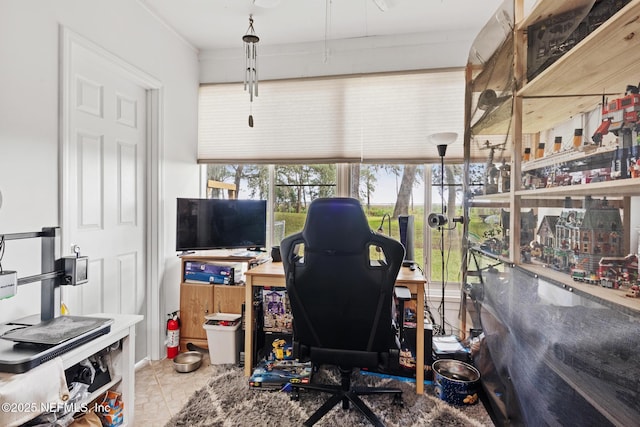 view of tiled office space