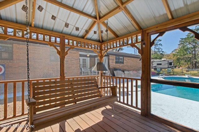 17524 Eagle Bend Blvd, Jacksonville, FL 32226 - deck with a fenced in pool, a patio, and a gazebo