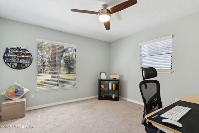17524 Eagle Bend Blvd, Jacksonville, FL 32226 - carpeted office space with ceiling fan, a textured ceiling, and baseboards