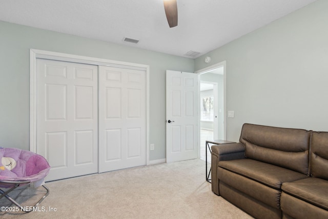 17524 Eagle Bend Blvd, Jacksonville, FL 32226 - sitting room with a ceiling fan, light colored carpet, and visible vents