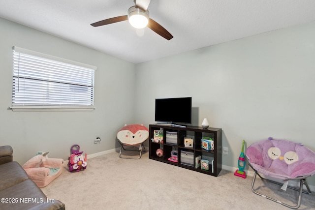 17524 Eagle Bend Blvd, Jacksonville, FL 32226 - rec room with a ceiling fan, baseboards, and carpet flooring