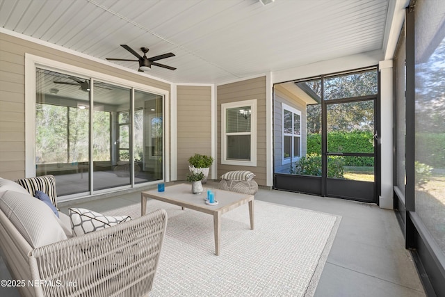 210 Greenview Ln, Saint Augustine, FL 32092 - sunroom with ceiling fan and outdoor lounge area