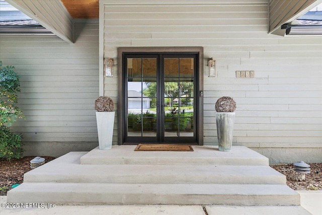 property entrance with french doors