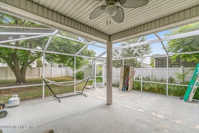 3925 Leatherwood Dr, Orange Park, FL 32065 - unfurnished sunroom featuring a ceiling fan