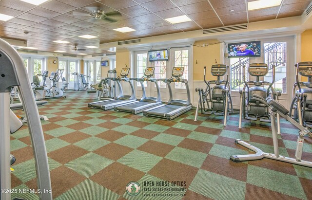 3925 Leatherwood Dr, Orange Park, FL 32065 - gym with a paneled ceiling and carpet