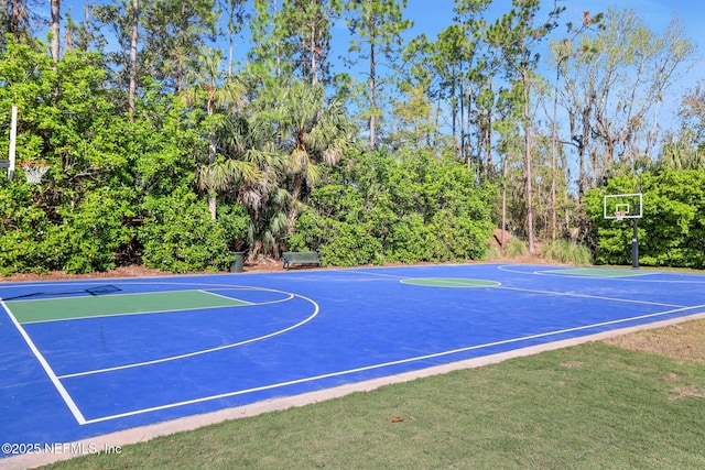 view of basketball court featuring basketball hoop