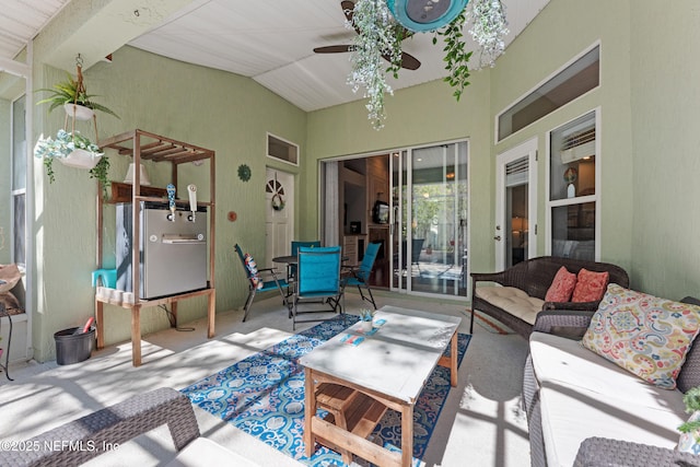 view of patio / terrace with an outdoor hangout area and a ceiling fan