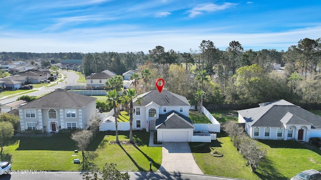 drone / aerial view featuring a residential view