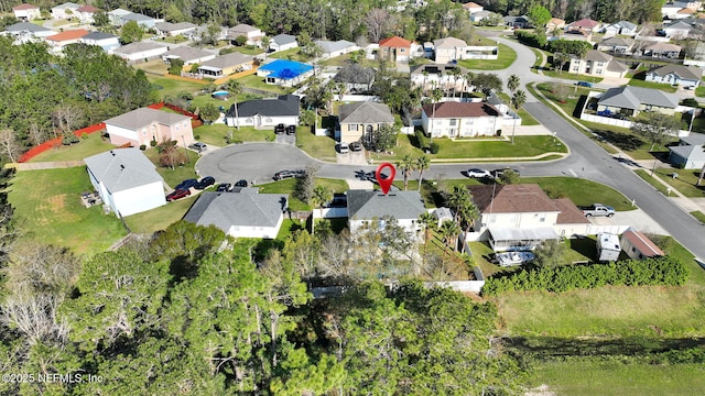 drone / aerial view with a residential view