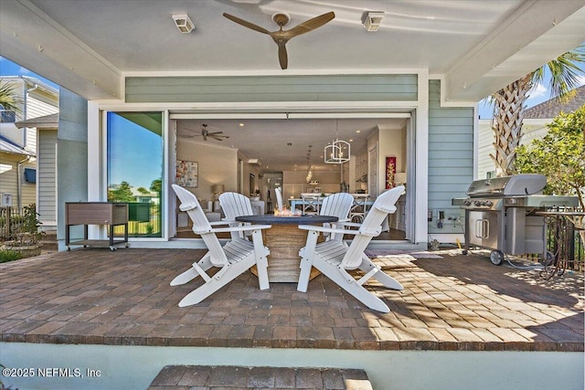 view of patio / terrace with a grill