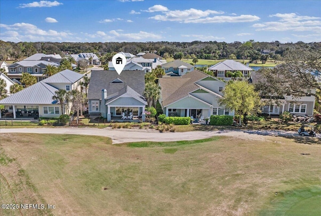 aerial view with a residential view