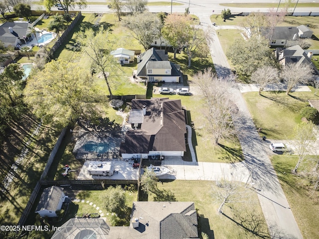 bird's eye view with a residential view