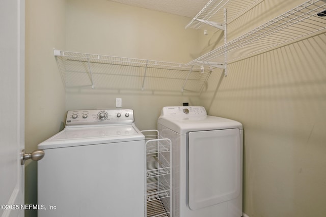 clothes washing area featuring laundry area and independent washer and dryer