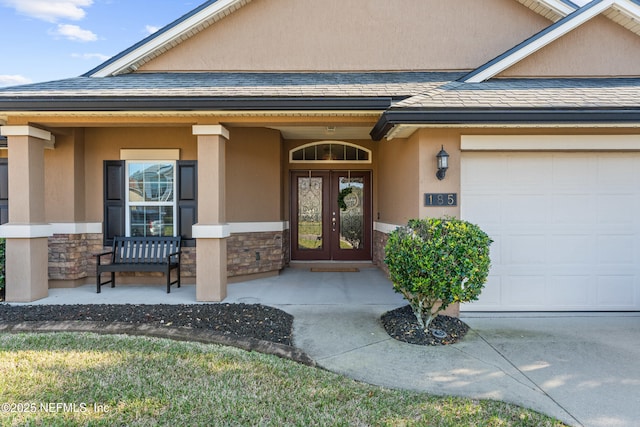 doorway to property featuring stucco siding