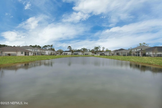 view of water feature with a residential view