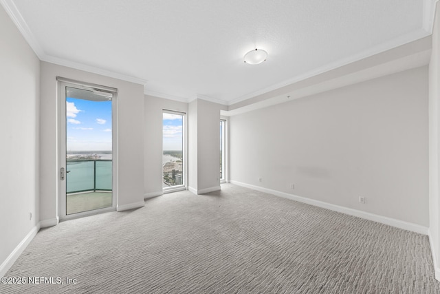 1431 Riverplace Blvd Unit 2606, Jacksonville, FL 32207 - carpeted empty room with baseboards and ornamental molding