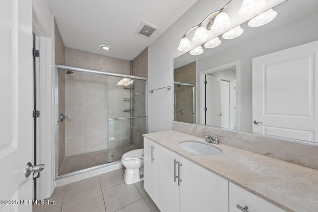 1431 Riverplace Blvd Unit 2606, Jacksonville, FL 32207 - full bathroom featuring a shower stall, visible vents, toilet, and tile patterned flooring