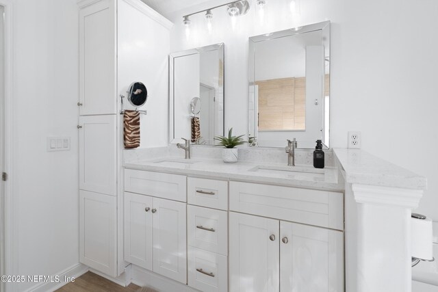 full bathroom featuring double vanity and a sink