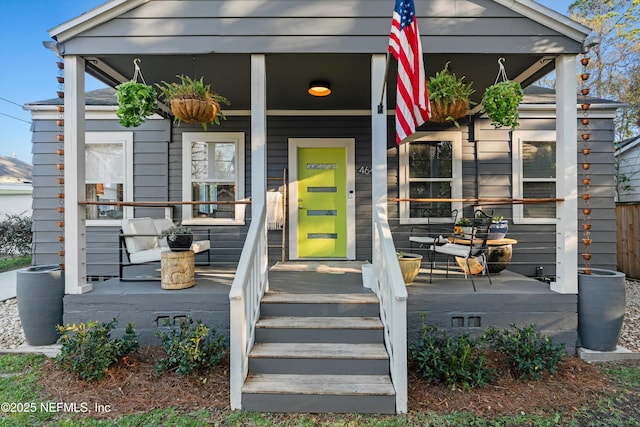 exterior space featuring covered porch