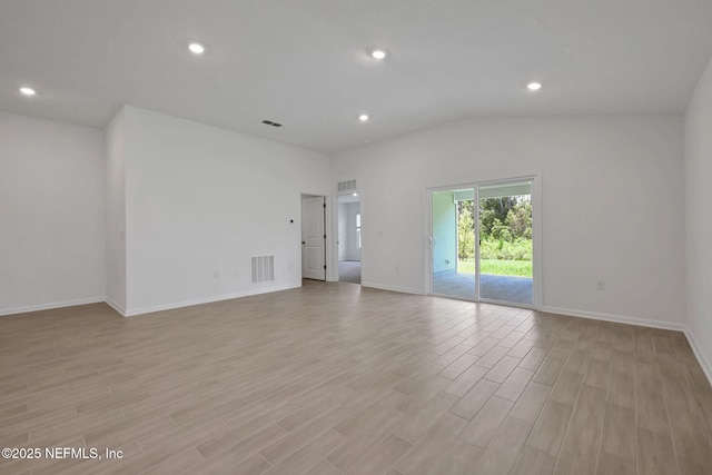 251 Pinzon Pl, Saint Augustine, FL 32095 - empty room featuring light wood finished floors, recessed lighting, and vaulted ceiling