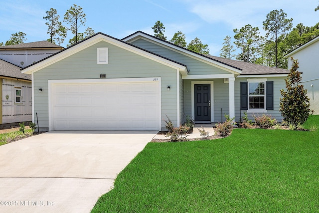 251 Pinzon Pl, Saint Augustine, FL 32095 - single story home featuring concrete driveway, a front lawn, and an attached garage